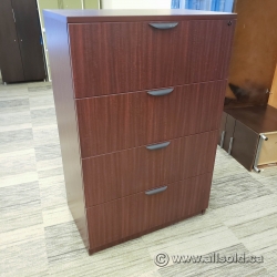 Mahogany 4 Drawer Lateral File Cabinet, Locking